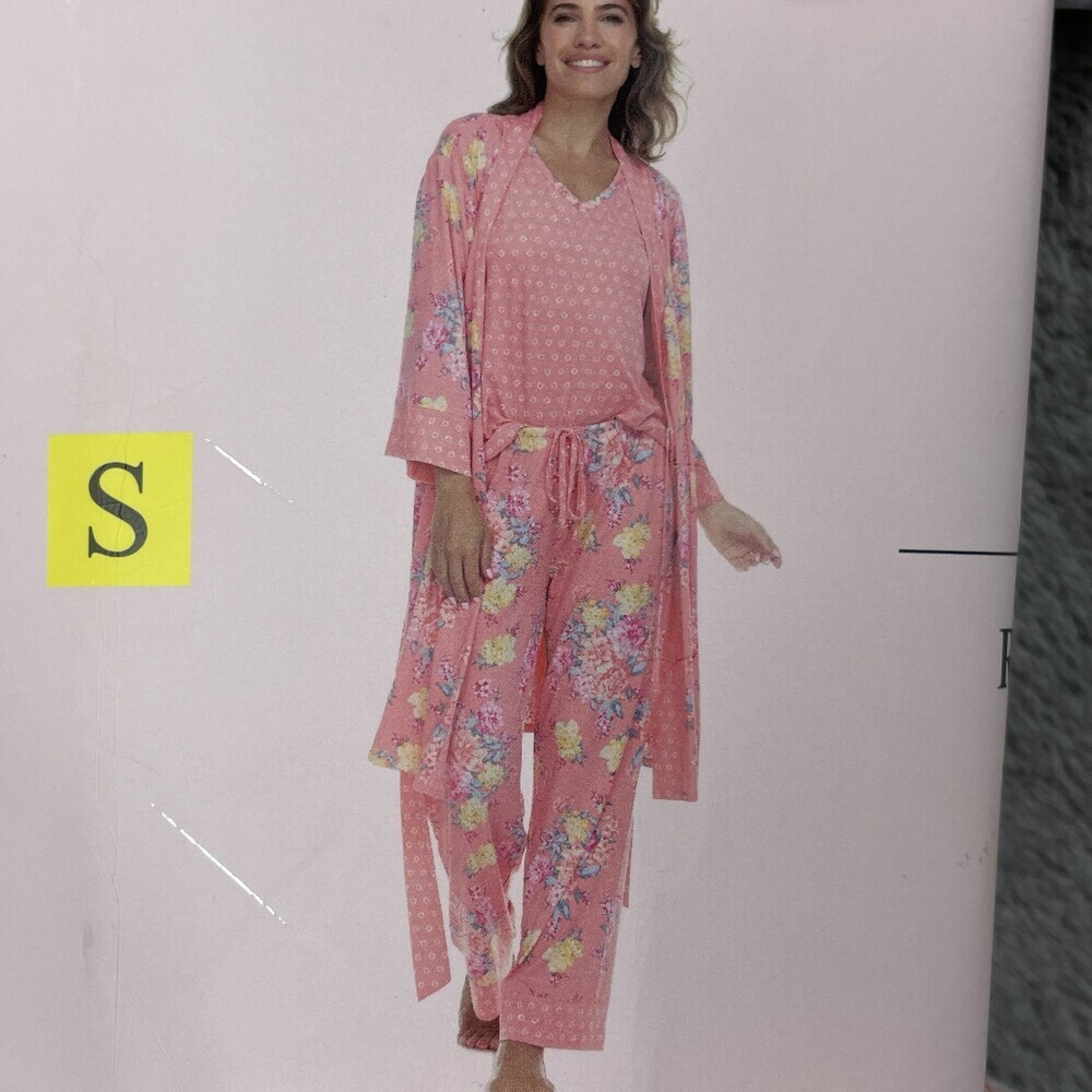 Flora Nikrooz Women's S Robe Tank and Pant Set Pink d1249 - Picture 3 of 6
